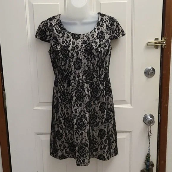 Sweet Storm Black and Beige Dress - Picture 1 of 9